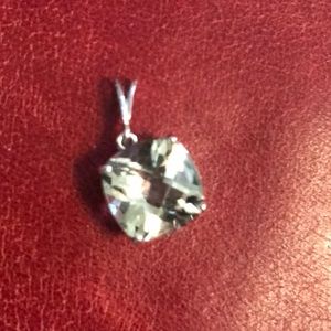 Green Amethyst Pendant Set in Silver